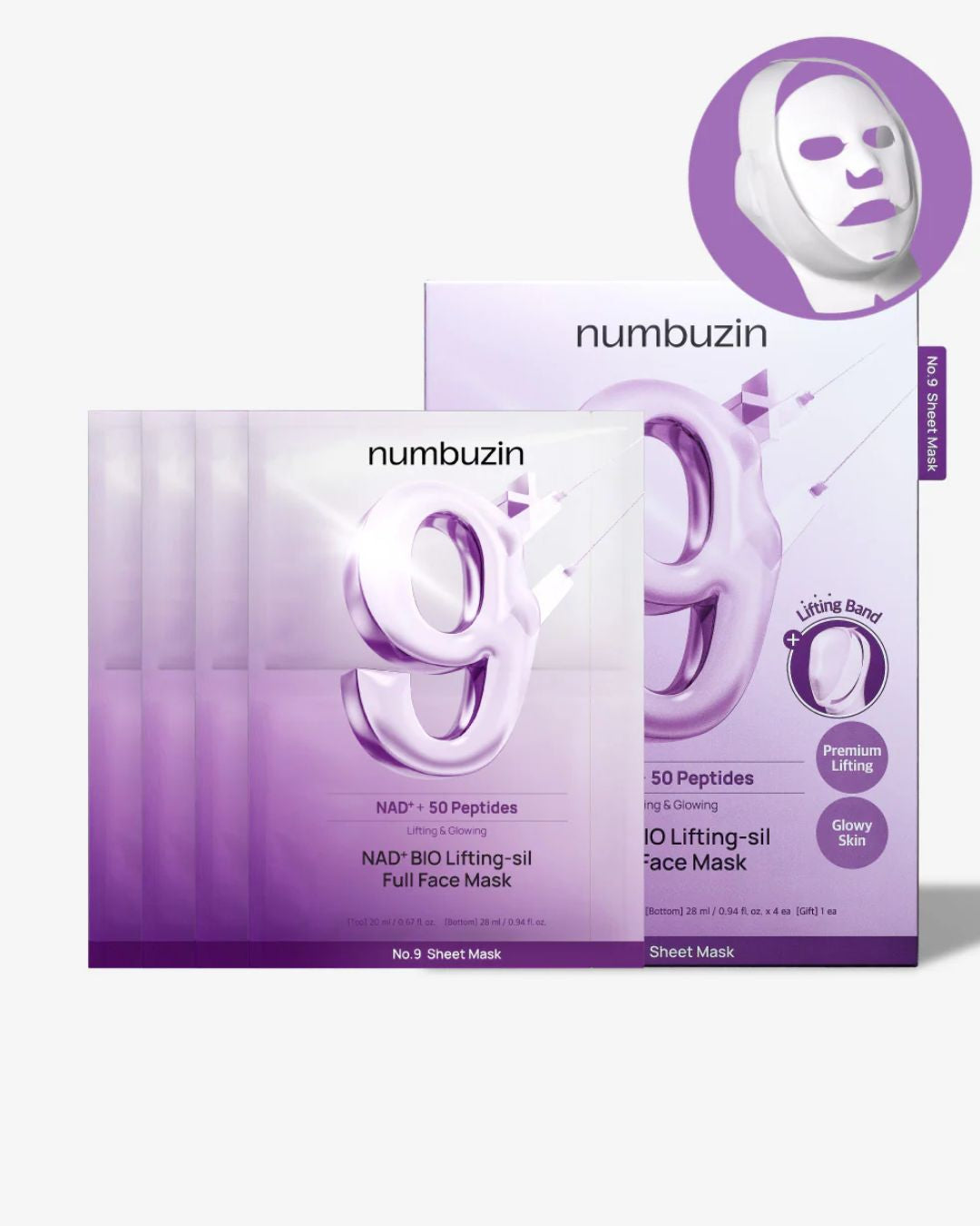 No. 9 NAD+ BIO Lifting-sil Full Face Mask | Mascarilla Lifting