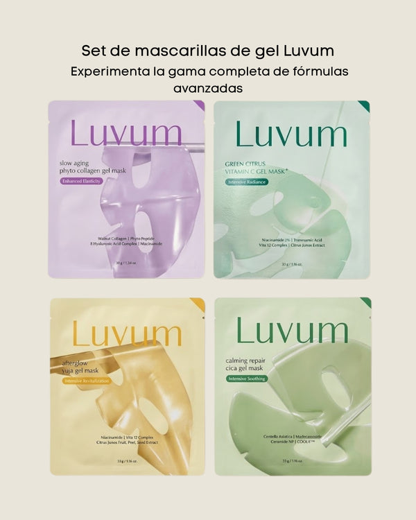 Kit Luvum Premium Gel Masks: Phyto Collagen, Vitamin C, Cica y Yuja